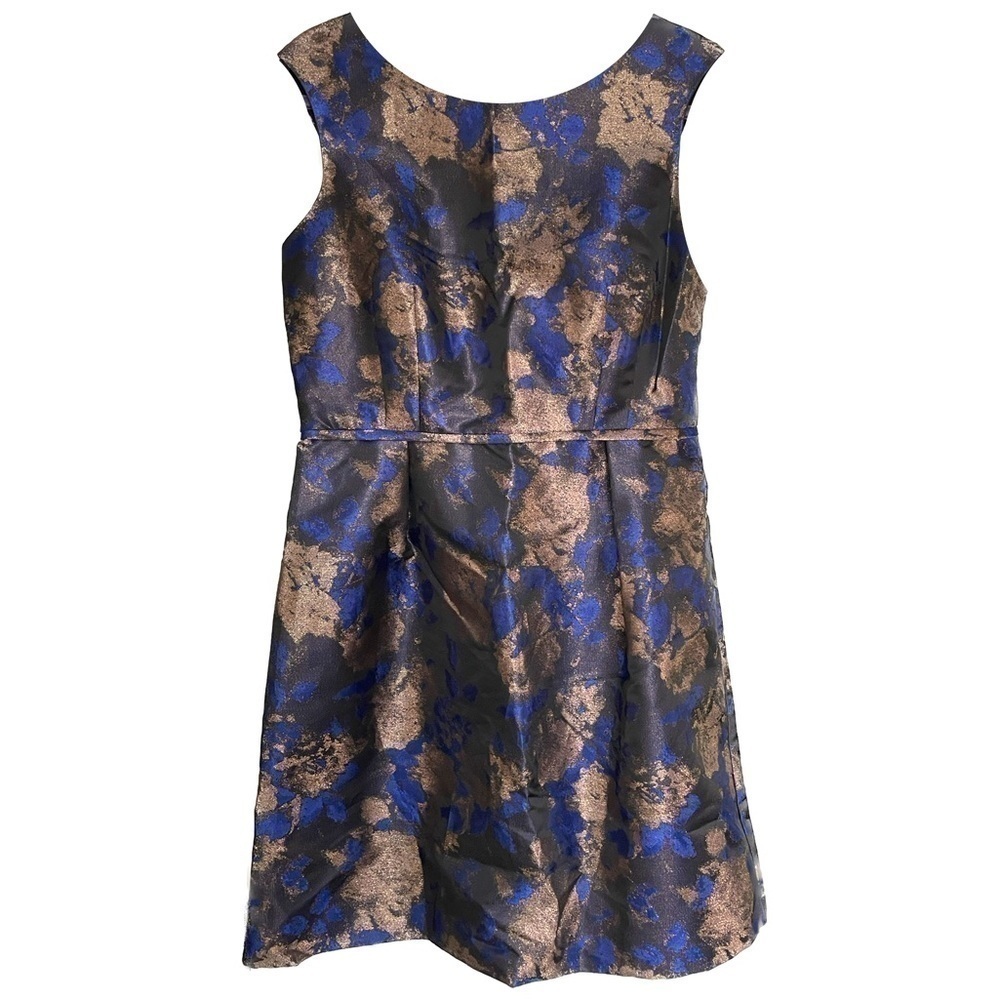 DONNA Ricco MIDI Dress Blue Black Copper Metallic 12